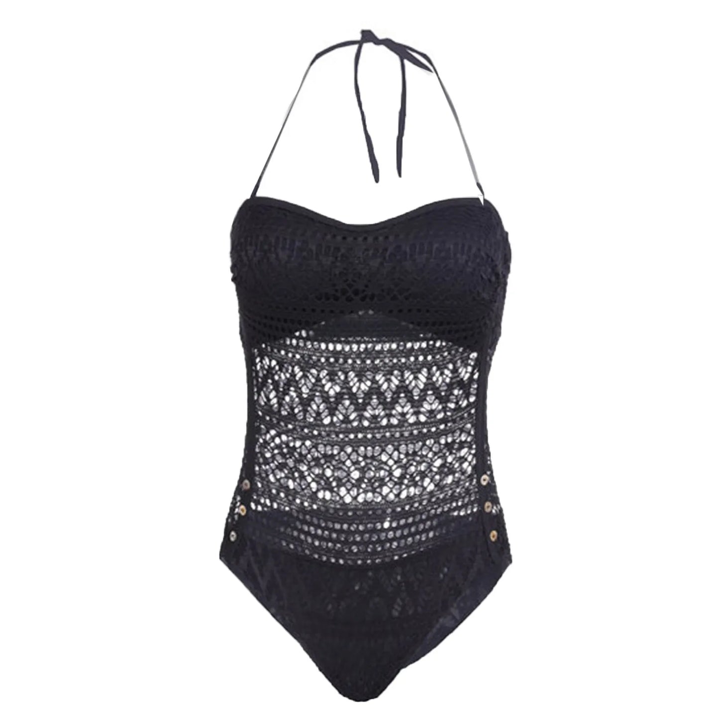 Women Fashion Bodysuit Bikini Summer Swimwear Mesh Bandage Cut Out Sleeveless Bathing Suits Sexy Thong Swimsuits