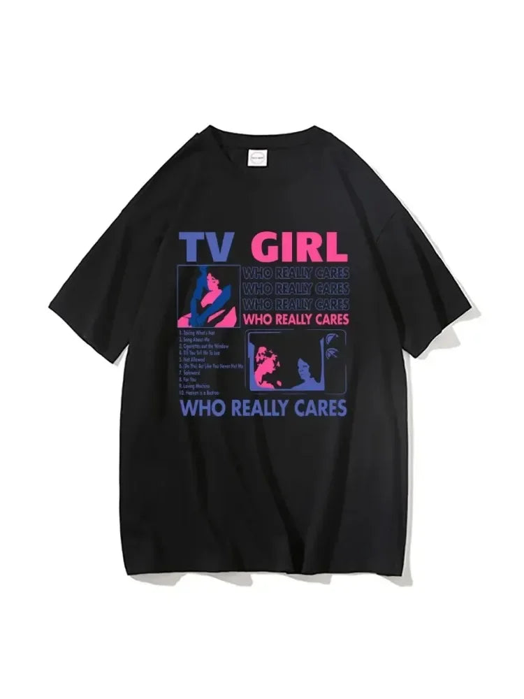 Trend Tv Girl Lovers Rock Song Print T-shirt Men Women Hip Hop Oversized Tshirt Short Sleeve T Shirt Streetwear Tops Tee