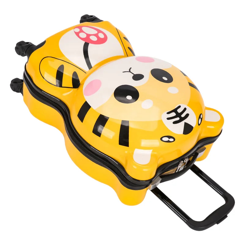 Lightweight Travel Kids Cartoon Luggage 3D Tiger Design Wheeled Suitcase Children's Carry-on with 360° Spinner Wheels