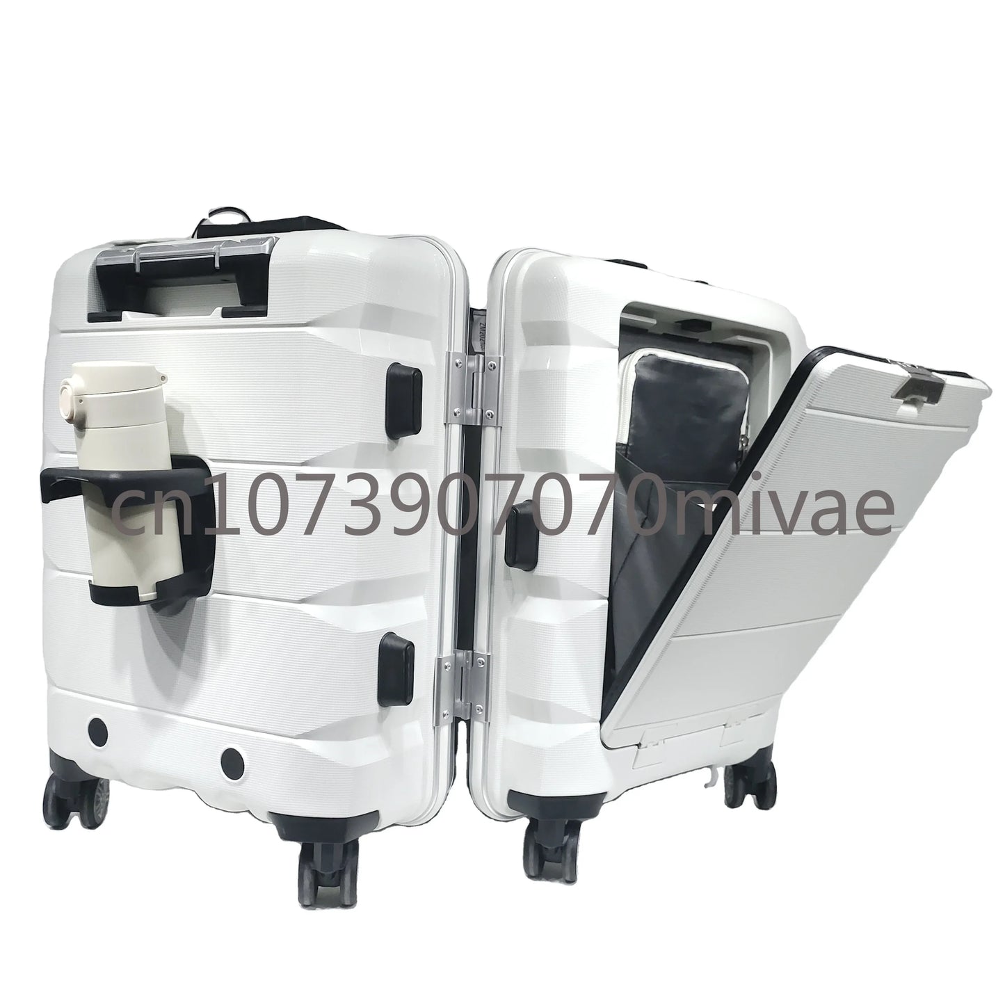 Multifunctional Universal Wheel Luggage Phone Holder Suitcase with Front Double Open Cup Carry on Bags