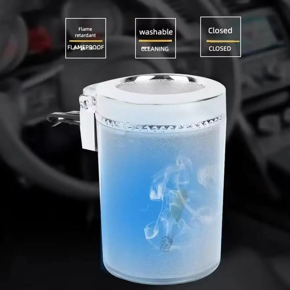 Portable Car Ashtray With LED Light Universal Multifunctional Air Vent Ashtray Flame Retardant Cigarette Holder Box