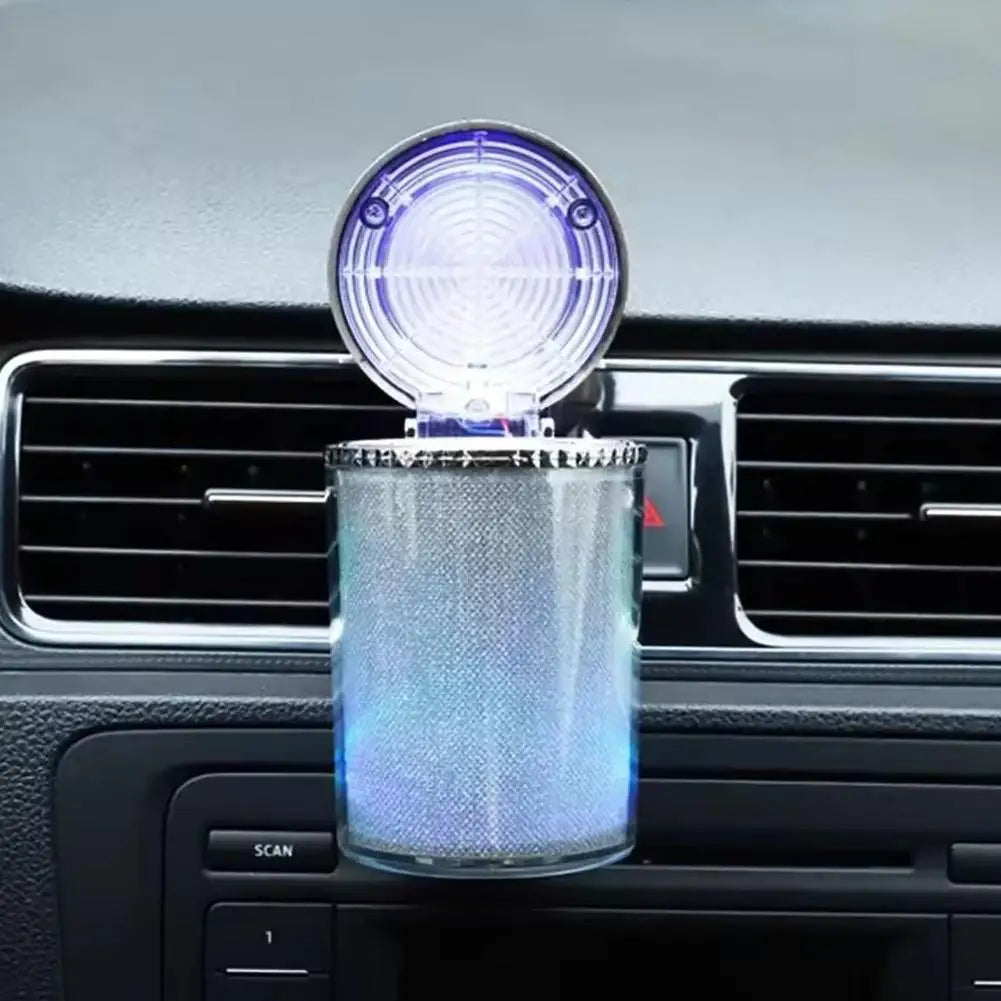 Portable Car Ashtray With LED Light Universal Multifunctional Air Vent Ashtray Flame Retardant Cigarette Holder Box