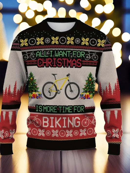 Funny Santa Claus Print Fashion Sports Sweaters Men's Casual Round Neck Pullover Hoodie Ugly Cugly Christmas Sweater Women Tops