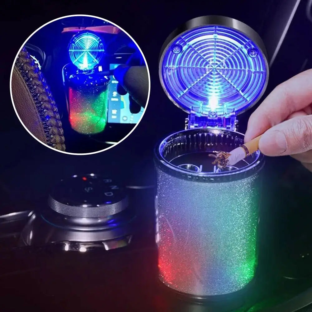 Portable Car Ashtray With LED Light Universal Multifunctional Air Vent Ashtray Flame Retardant Cigarette Holder Box