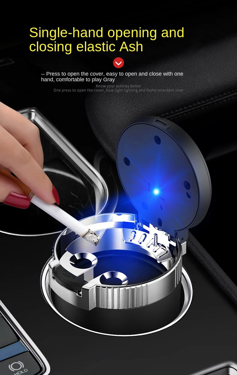 Car Ashtray Creative Personality Car Ashtray with Lid LED Light Dual Use in Car and Home Ashtray