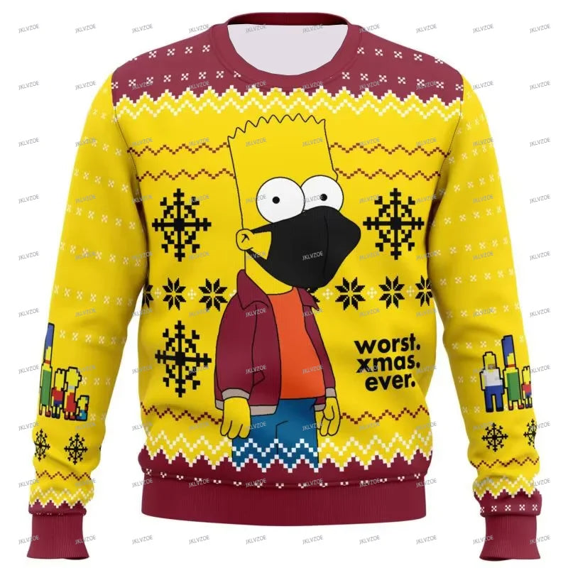 Autumn The Simpsons Ugly Christmas Sweatshirt Cartoon Anime Women Men Pullover Tops 2025 New Fashion Couple Sweatshirt Pullovers