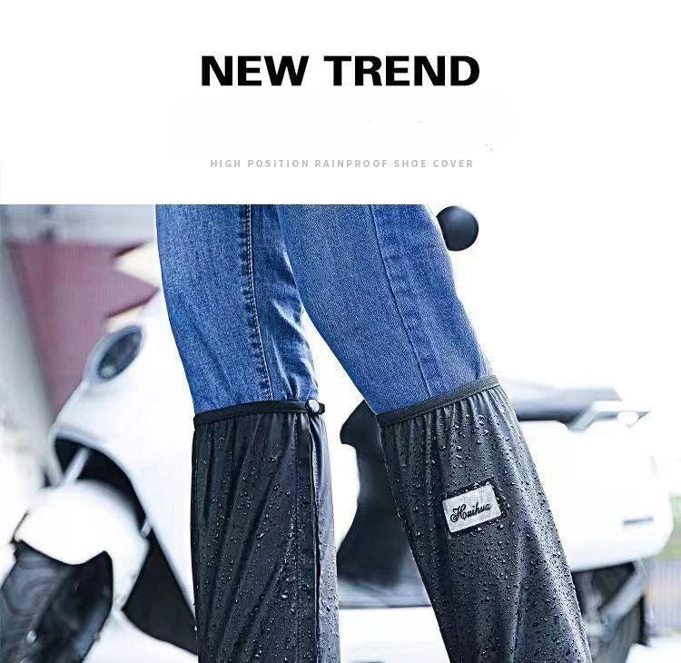 Rain Boot Shoe Cover Black Waterproof with Reflector High Top Clear Shoes Dust Covers for Motorcycle Bike Rain Cover Men Women