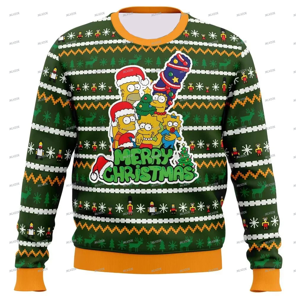 Autumn The Simpsons Ugly Christmas Sweatshirt Cartoon Anime Women Men Pullover Tops 2025 New Fashion Couple Sweatshirt Pullovers