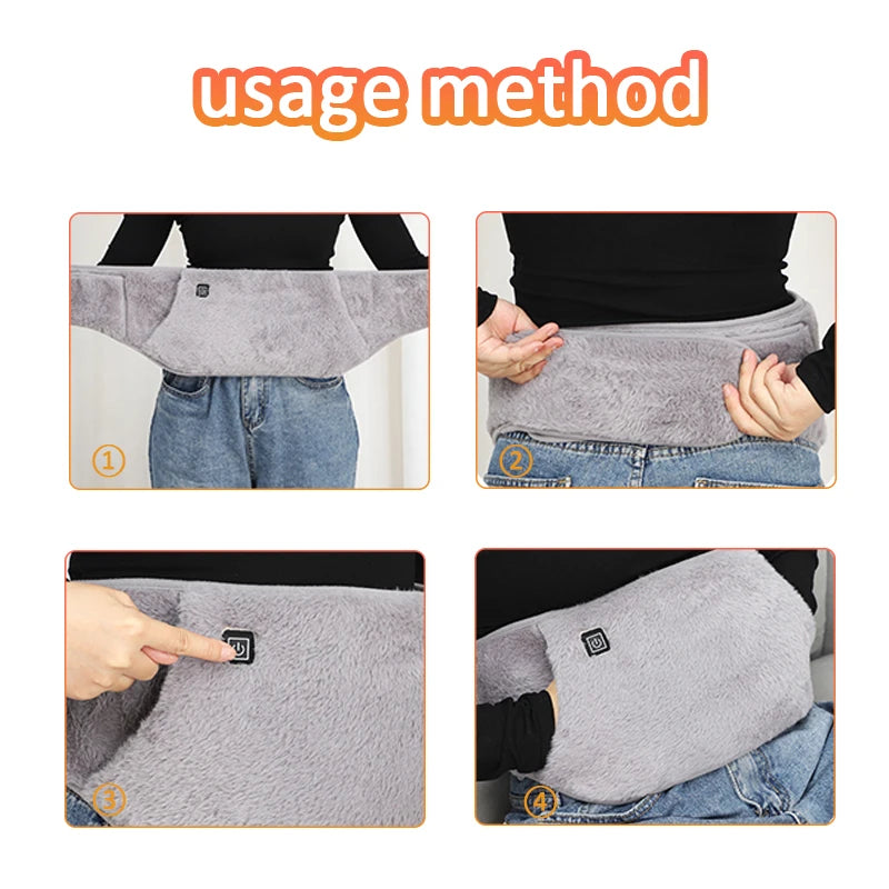 Electric Heating Abdomen Belt Adjustable Waist Heated Therapy for Menstrual Cramp Lumbar Relax Relief Uterus Hand Warmer Winter