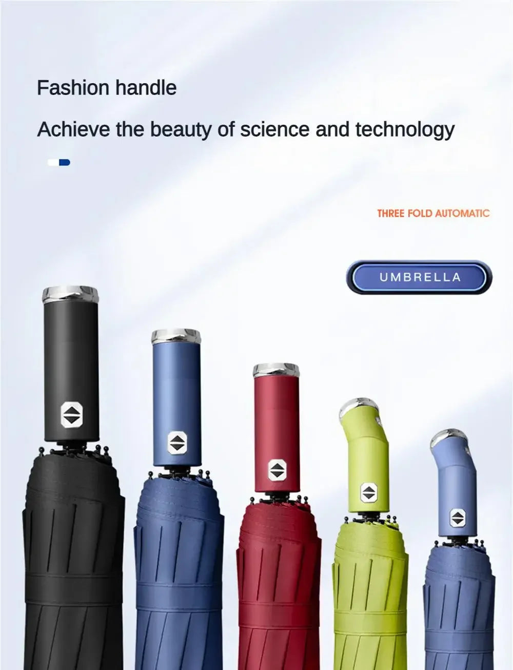 Fully Automatic Reverse Folding Umbrella With LED Flashlight 10Ribs Windproof Reflective Stripe UV Umbrellas For Sun Or Rain Day