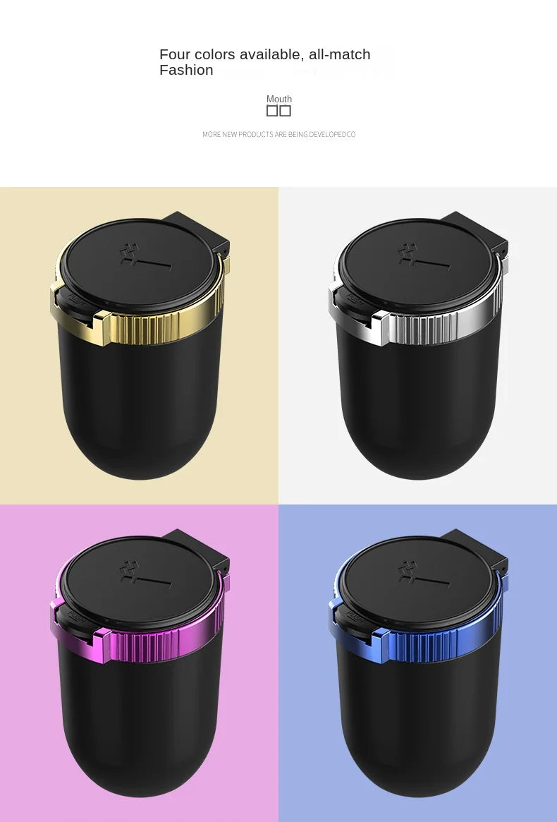 Car Ashtray Creative Personality Car Ashtray with Lid LED Light Dual Use in Car and Home Ashtray