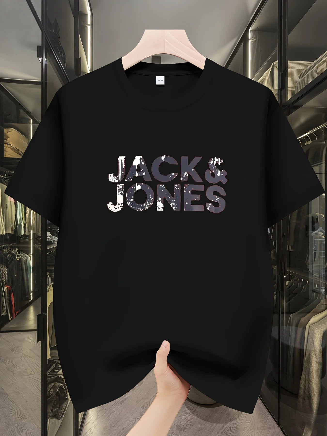 Men's Trend T-shirt Letter Printing Slim Fit Round Neck Youth Male Tees 2025 Summer Fashion Causal Versatile Blue Tops Clothing