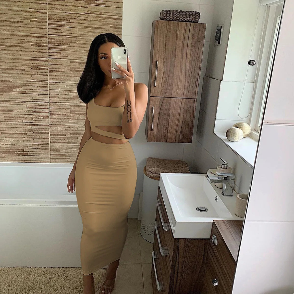 Women Dress Elegant Long Dresses Party Night Dress Women Dresses Woman Female Clothing Sexy Pleated Hollowout Two-piece Dress