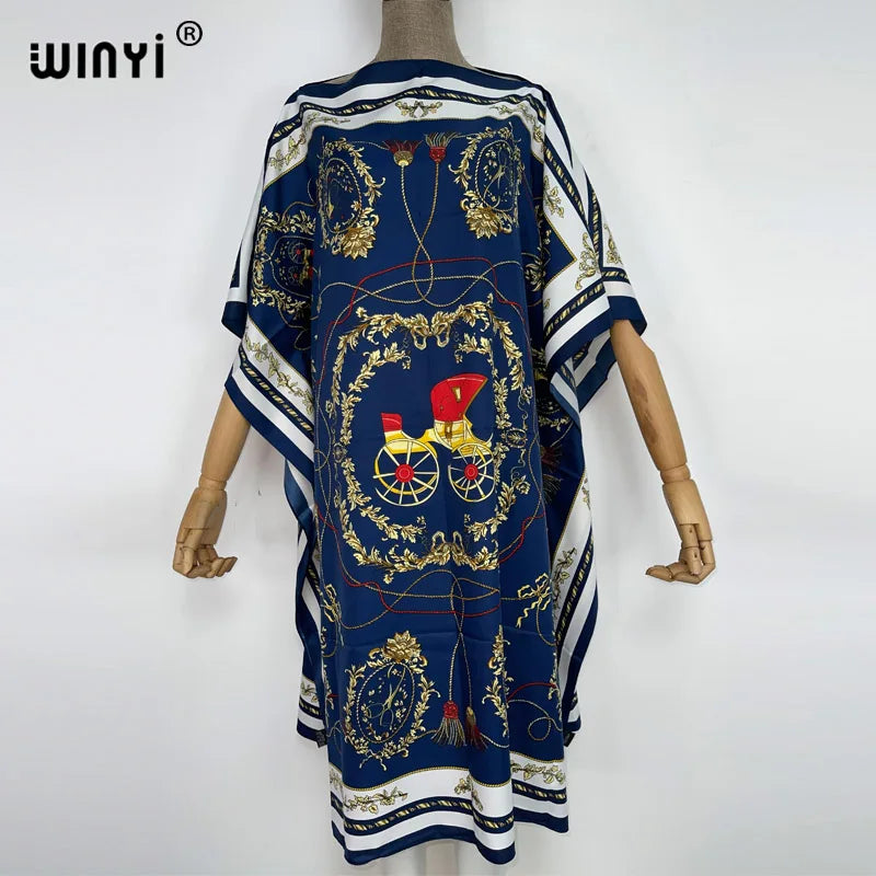 Printed Dresses For Women 2022 Fashion Design Loose Dress Batwing Maxi Long Femme Vestidos Summer Autumn Party Elegant Dress