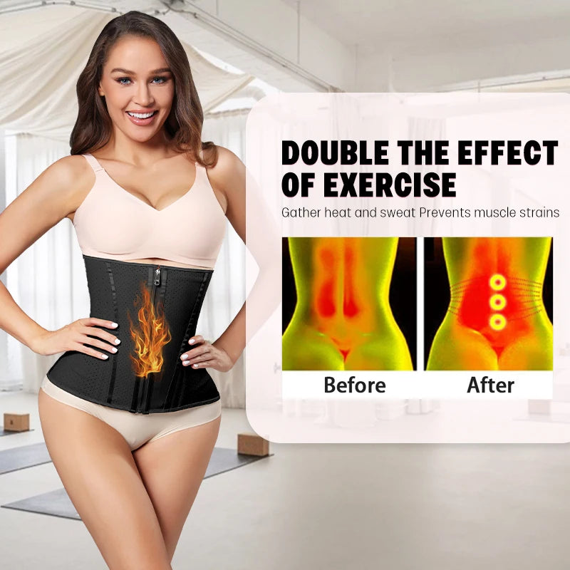 Breathable Latex Waist Cinchers Trainer Belt Slimming  Women High Compression Tummy Control Faja With Zipper