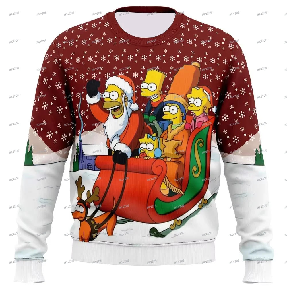Autumn The Simpsons Ugly Christmas Sweatshirt Cartoon Anime Women Men Pullover Tops 2025 New Fashion Couple Sweatshirt Pullovers