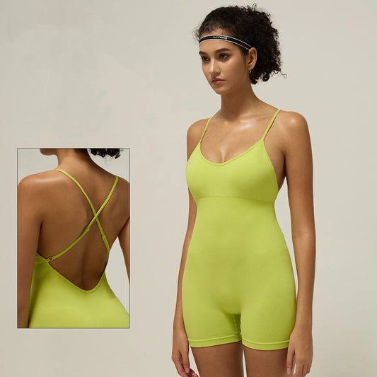 Yoga Sports Outfit for Woman Jumpsuit with Chest Pads Seamless Cross Straps One-piece Gym Quick-drying Running Fitness Clothes
