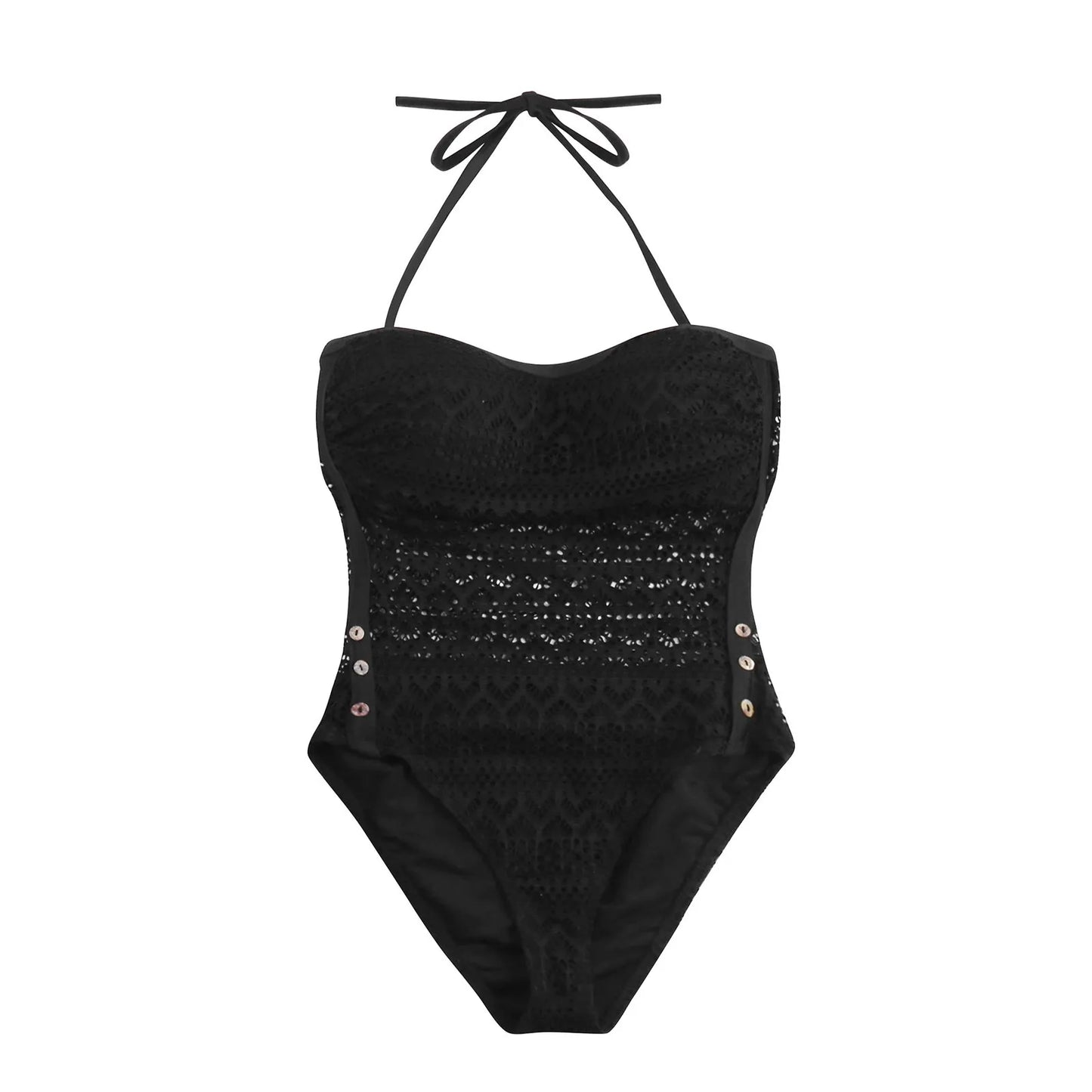 Women Fashion Bodysuit Bikini Summer Swimwear Mesh Bandage Cut Out Sleeveless Bathing Suits Sexy Thong Swimsuits