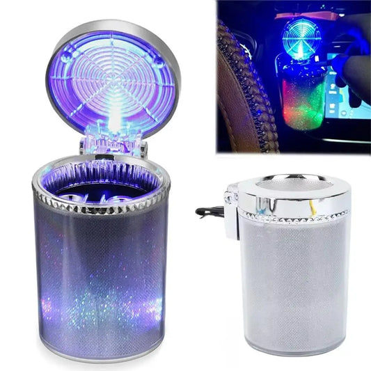 Portable Car Ashtray With LED Light Universal Multifunctional Air Vent Ashtray Flame Retardant Cigarette Holder Box