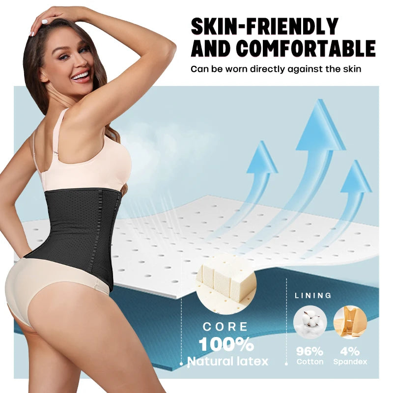 Breathable Latex Waist Cinchers Trainer Belt Slimming  Women High Compression Tummy Control Faja With Zipper