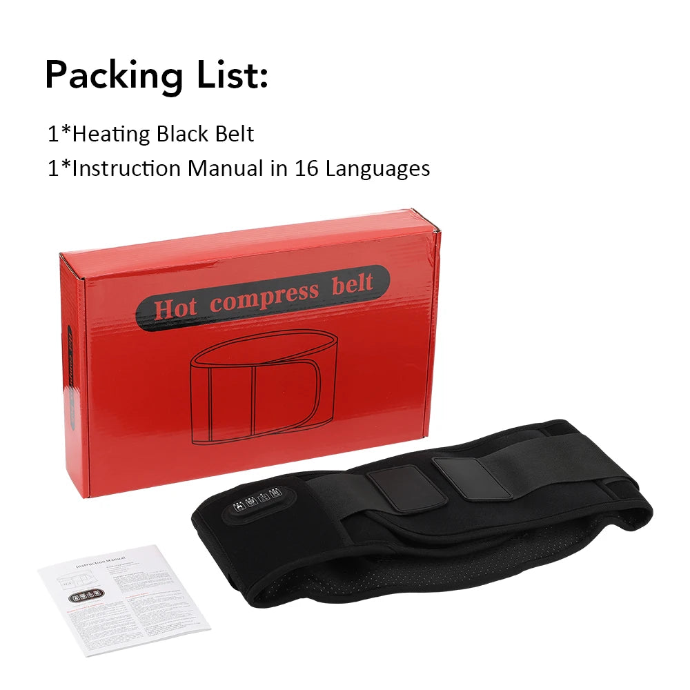 Electric Heating Waist Massager Back Support Belt 3 Levels Red Light Heat Vibration Hot Compress Brace Belt for Back Pain Relief