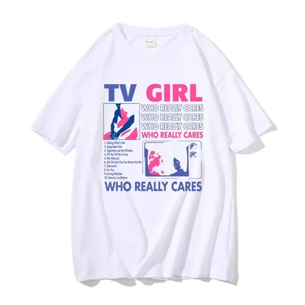 Trend Tv Girl Lovers Rock Song Print T-shirt Men Women Hip Hop Oversized Tshirt Short Sleeve T Shirt Streetwear Tops Tee