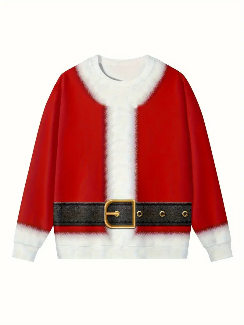 Funny Santa Claus Print Fashion Sports Sweaters Men's Casual Round Neck Pullover Hoodie Ugly Cugly Christmas Sweater Women Tops
