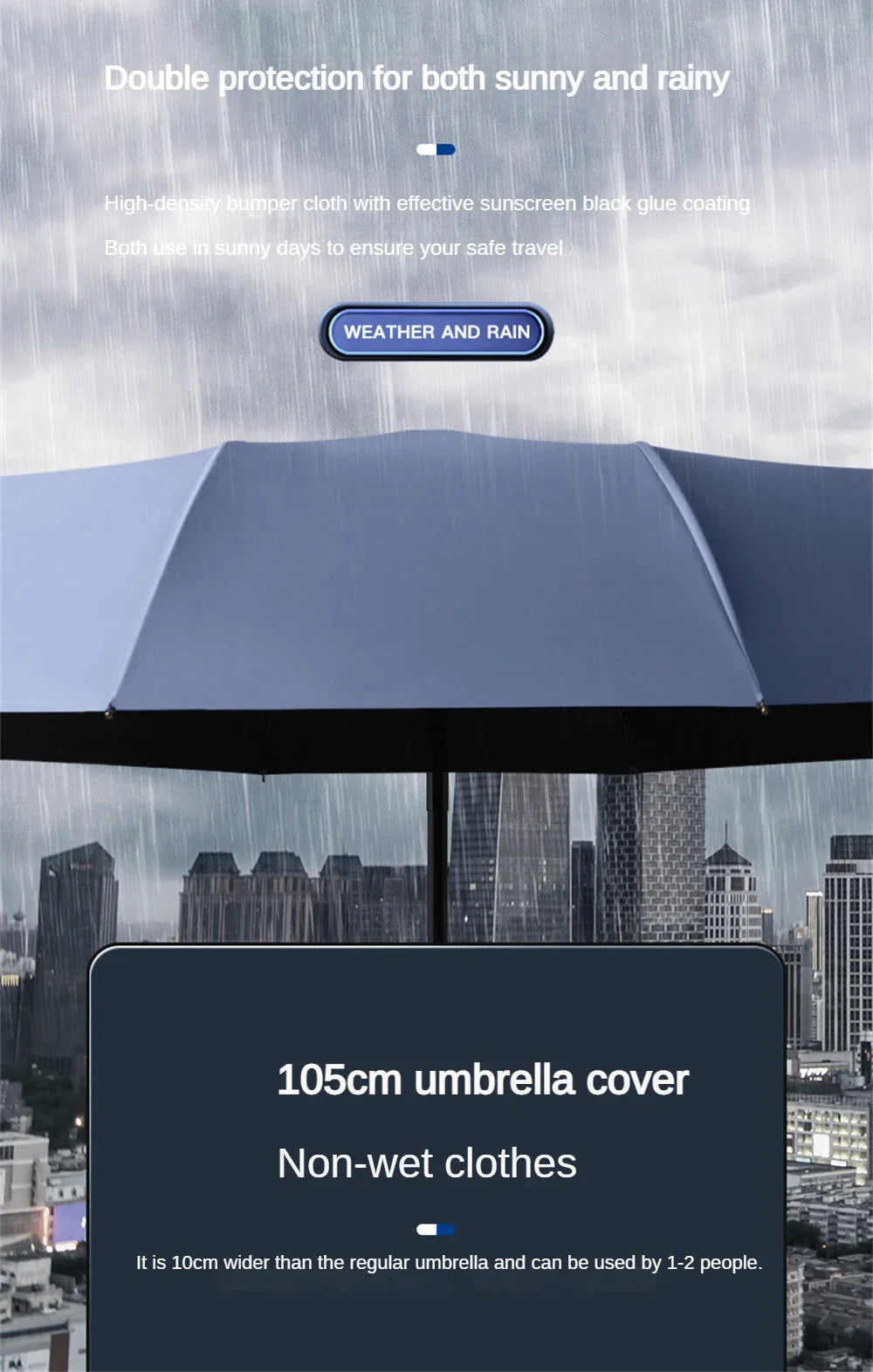 Fully Automatic Reverse Folding Umbrella With LED Flashlight 10Ribs Windproof Reflective Stripe UV Umbrellas For Sun Or Rain Day