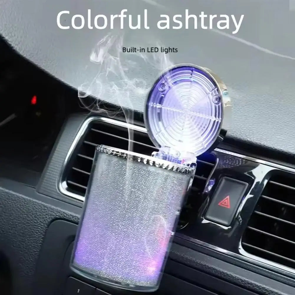Portable Car Ashtray With LED Light Universal Multifunctional Air Vent Ashtray Flame Retardant Cigarette Holder Box