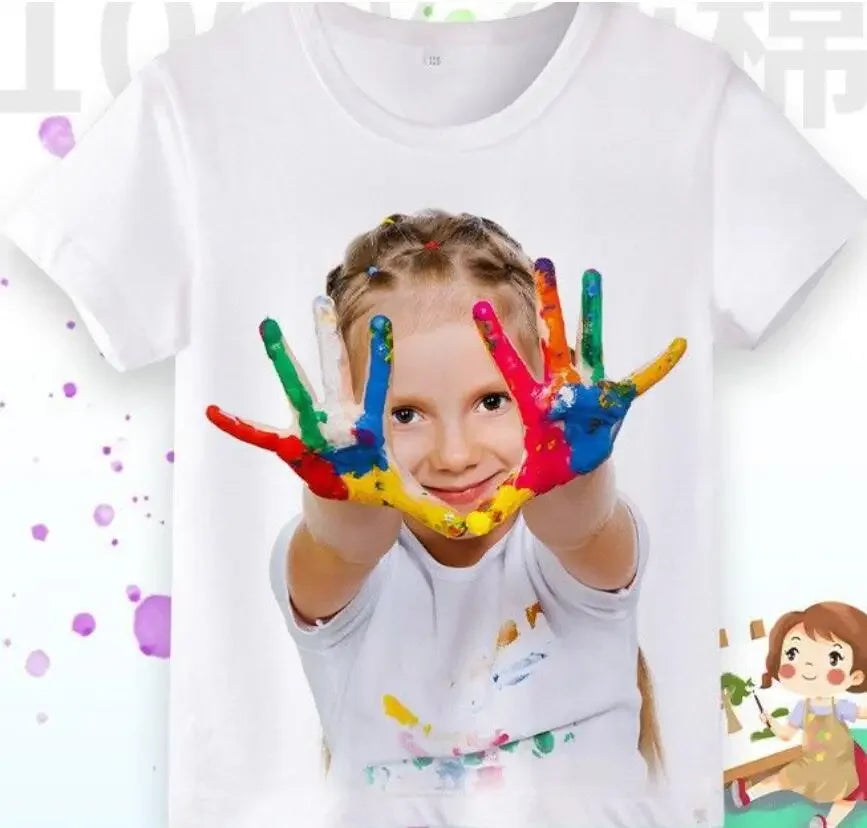 Children's T-shirts in The Summer Casual Trend, Featuring  Cartoon Butterfly Print Bow Print Heart Print, Fashionable Round