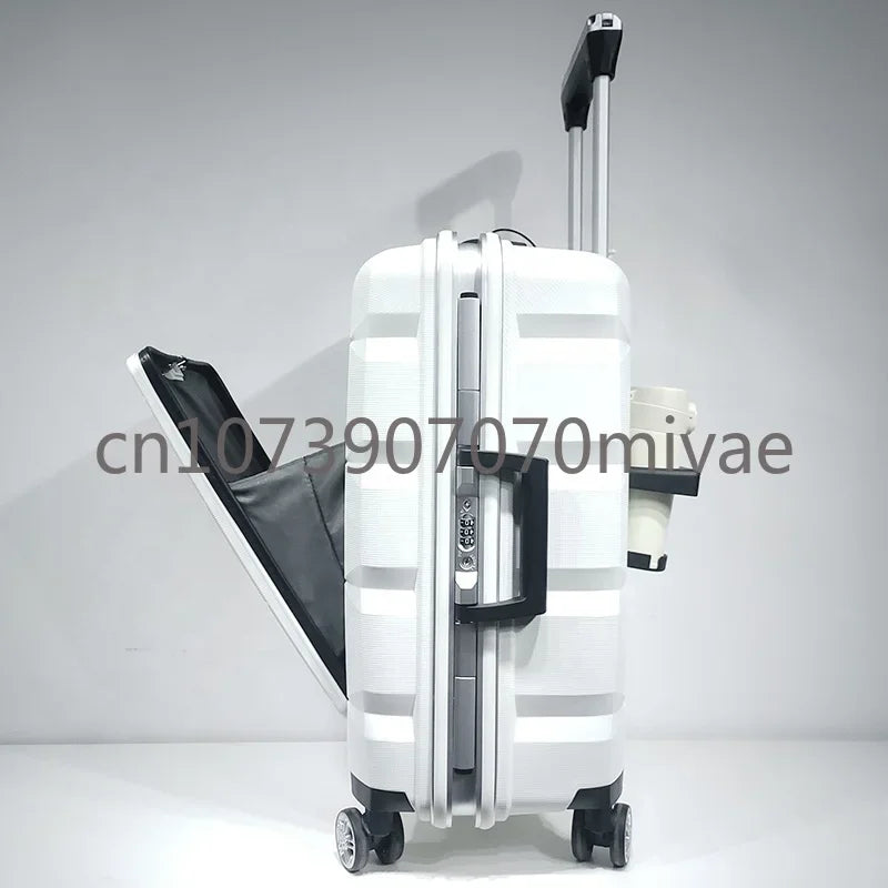 Multifunctional Universal Wheel Luggage Phone Holder Suitcase with Front Double Open Cup  Carry on Bags