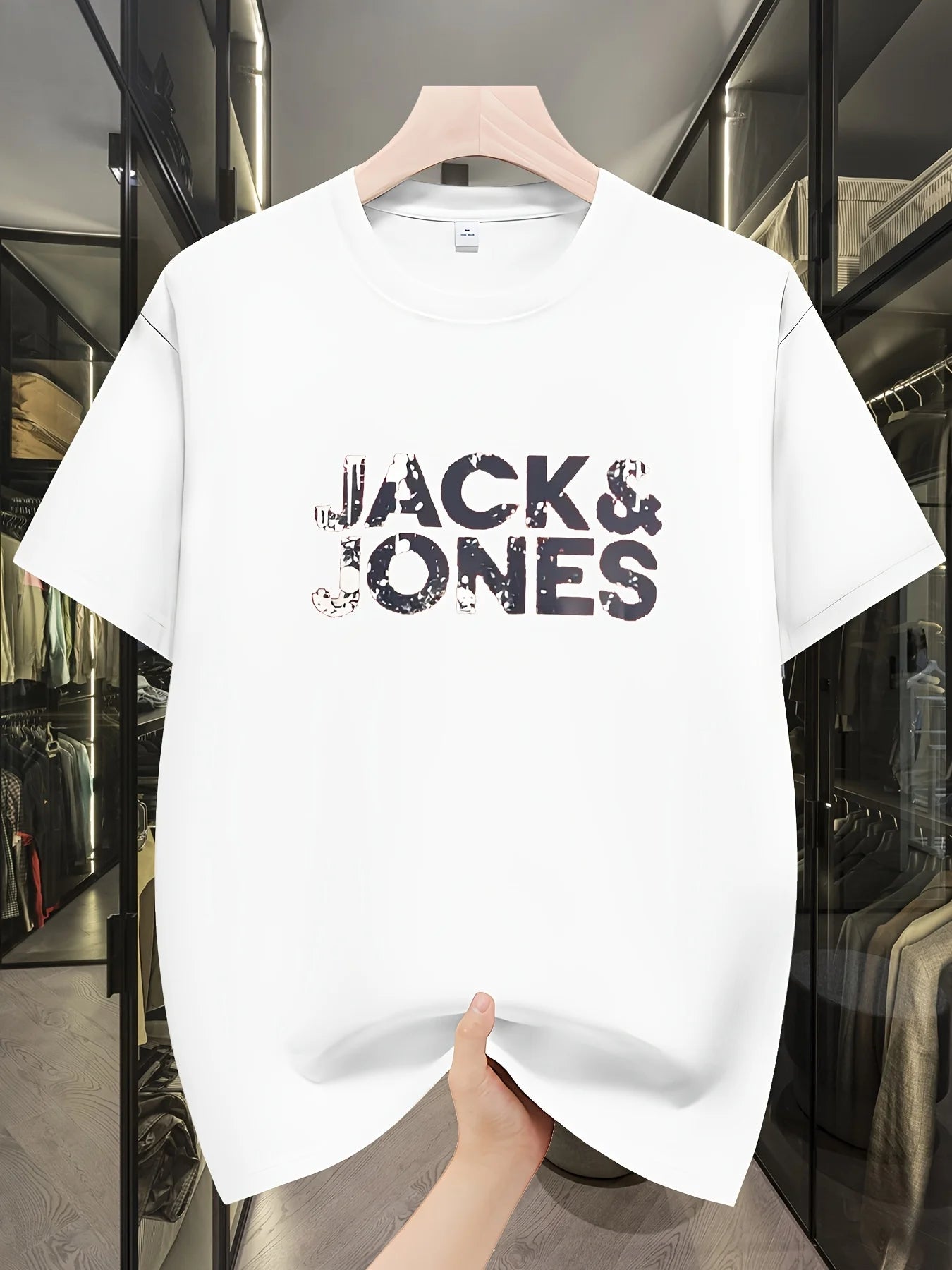 Men's Trend T-shirt Letter Printing Slim Fit Round Neck Youth Male Tees 2025 Summer Fashion Causal Versatile Blue Tops Clothing