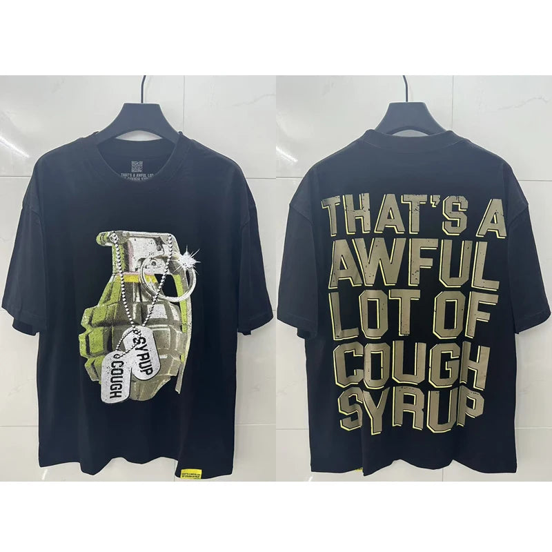 That's A Awful Lot of Cough Syrup T-shirts Tops Tees Personality Hip-hop Print Trend New Blue Short Sleeve Men's Clothing