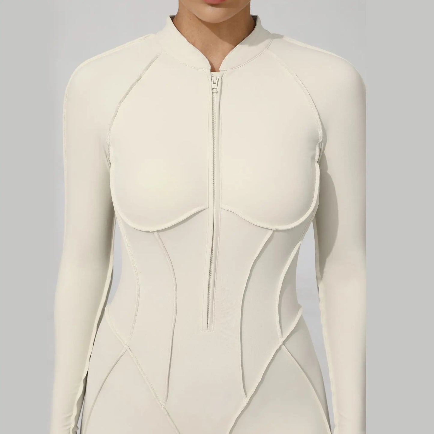 Women Bodysuit Fitness Jumpsuit Long Sleeve Yoga Clothing Sports Outfit Zipper Jogging Tights Gym Wear