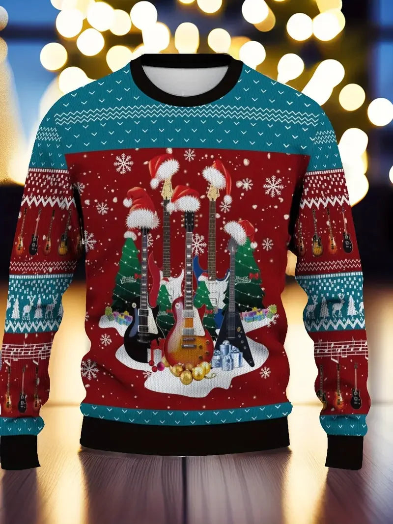 Funny Santa Claus Print Fashion Sports Sweaters Men's Casual Round Neck Pullover Hoodie Ugly Cugly Christmas Sweater Women Tops