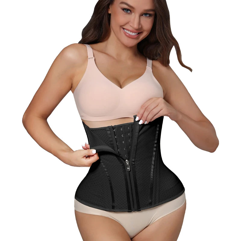 Breathable Latex Waist Cinchers Trainer Belt Slimming  Women High Compression Tummy Control Faja With Zipper