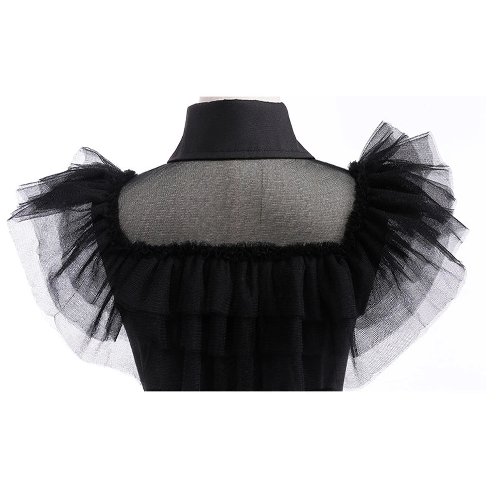 Wednesday Addams Costumes Girls Birthday Princess Costume Black Fancy Kids Halloween Carnival Dancing Party Suit for Girls