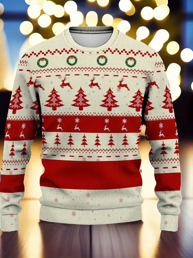 Funny Santa Claus Print Fashion Sports Sweaters Men's Casual Round Neck Pullover Hoodie Ugly Cugly Christmas Sweater Women Tops