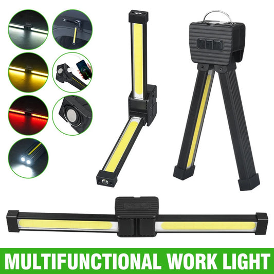 Gym Lamp for Posing Magnetic LED Flashlight w/Hanging Hook Waterproof 7 Gear Dimming Work Light Rechargeable Car Inspection Lamp
