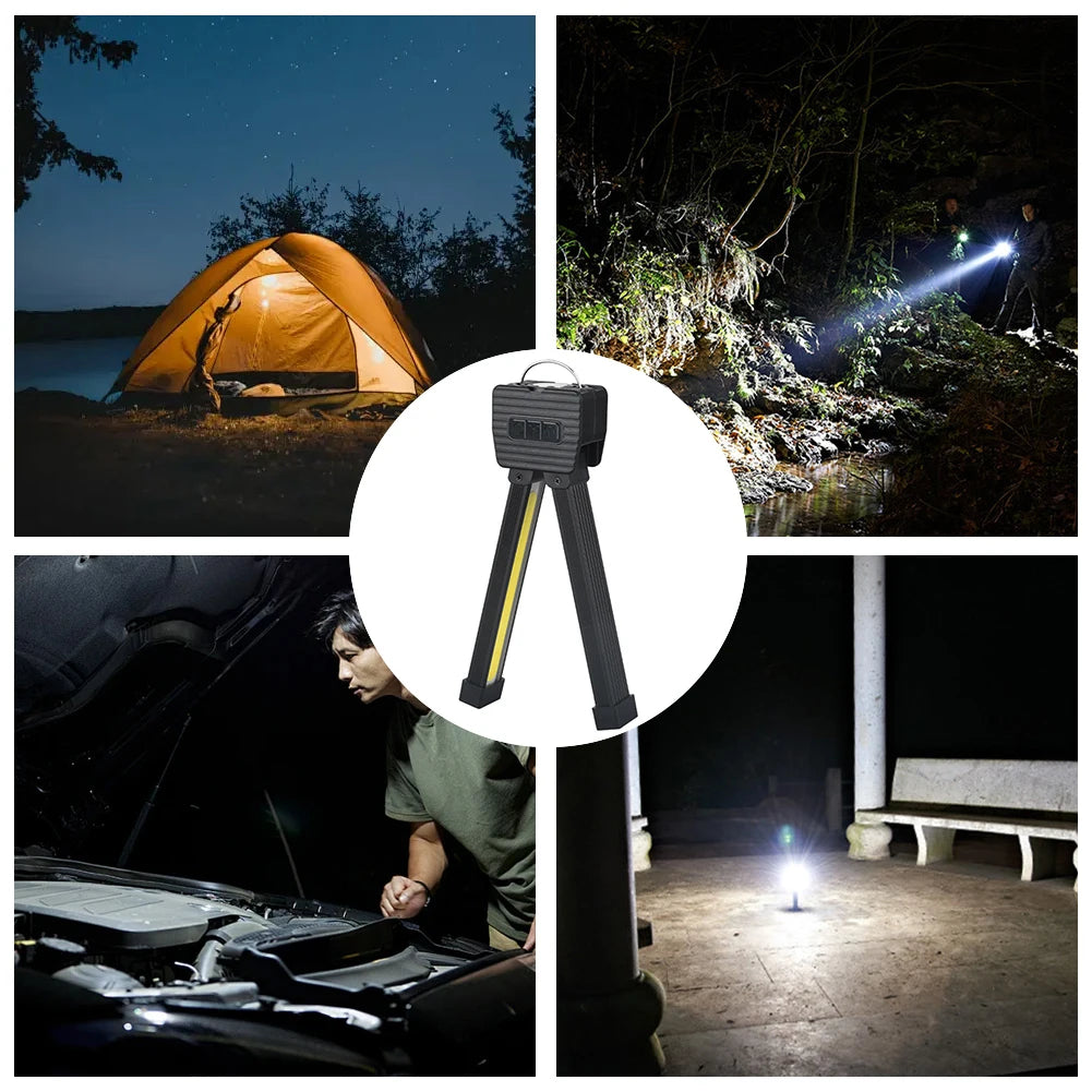Gym Lamp for Posing Magnetic LED Flashlight w/Hanging Hook Waterproof 7 Gear Dimming Work Light Rechargeable Car Inspection Lamp