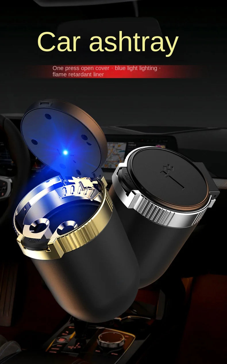 Car Ashtray Creative Personality Car Ashtray with Lid LED Light Dual Use in Car and Home Ashtray