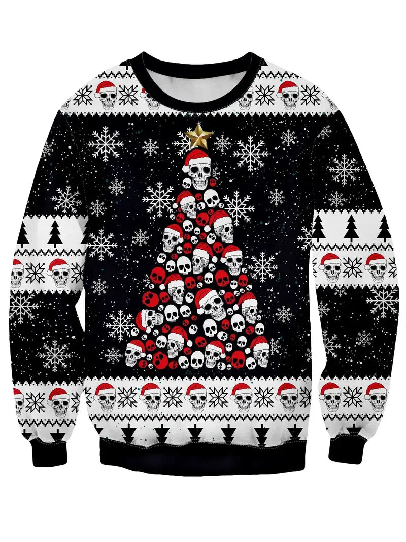 Funny Santa Claus Print Fashion Sports Sweaters Men's Casual Round Neck Pullover Hoodie Ugly Cugly Christmas Sweater Women Tops