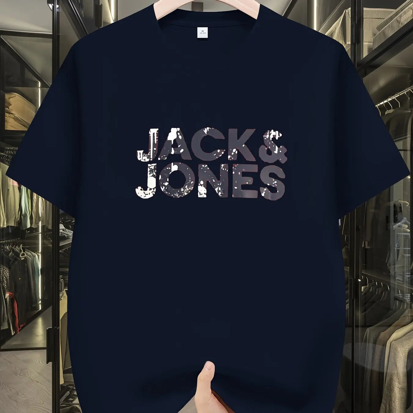 Men's Trend T-shirt Letter Printing Slim Fit Round Neck Youth Male Tees 2025 Summer Fashion Causal Versatile Blue Tops Clothing