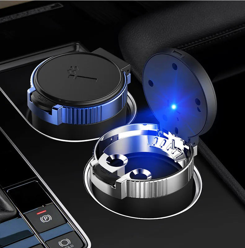Car Ashtray Creative Personality Car Ashtray with Lid LED Light Dual Use in Car and Home Ashtray