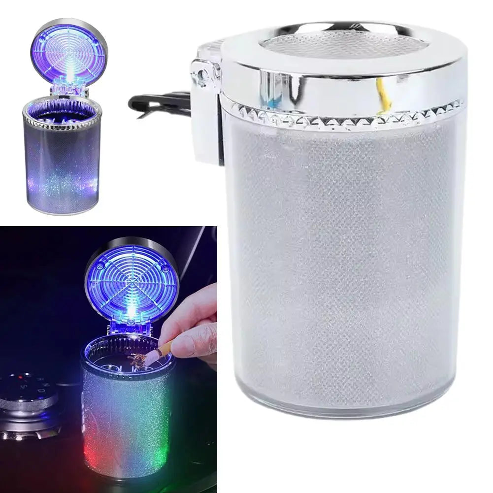 Portable Car Ashtray With LED Light Universal Multifunctional Air Vent Ashtray Flame Retardant Cigarette Holder Box