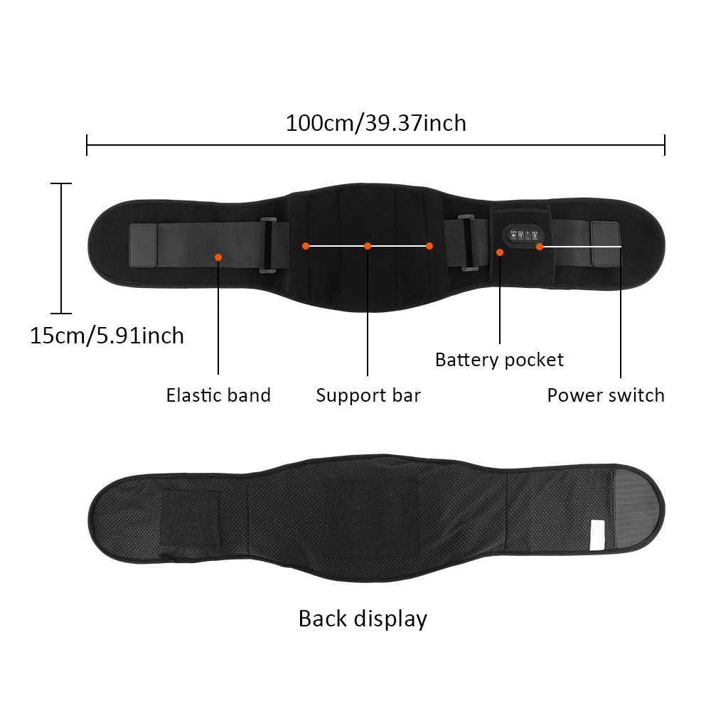 Electric Heating Waist Massager Back Support Belt 3 Levels Red Light Heat Vibration Hot Compress Brace Belt for Back Pain Relief