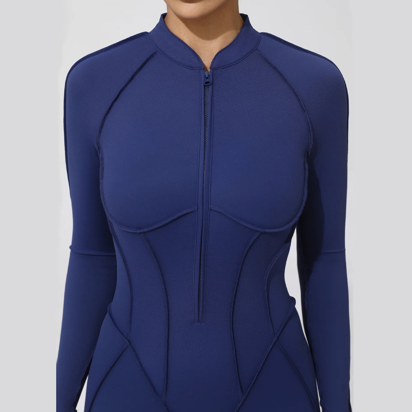 Women Bodysuit Fitness Jumpsuit Long Sleeve Yoga Clothing Sports Outfit Zipper Jogging Tights Gym Wear