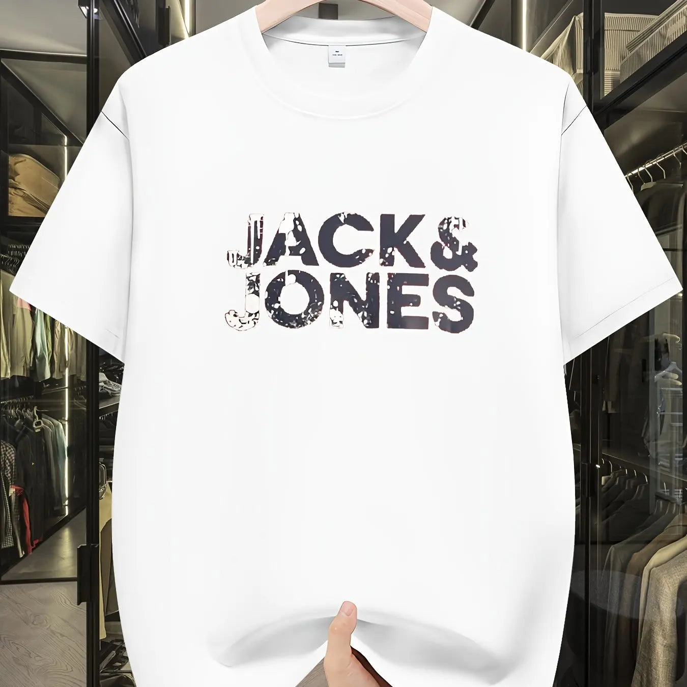 Men's Trend T-shirt Letter Printing Slim Fit Round Neck Youth Male Tees 2025 Summer Fashion Causal Versatile Blue Tops Clothing