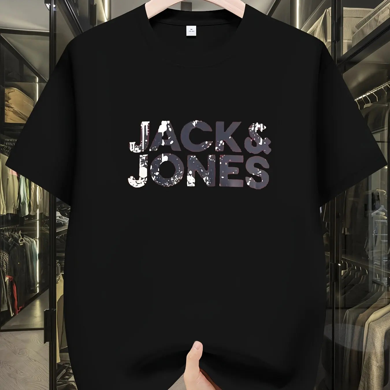 Men's Trend T-shirt Letter Printing Slim Fit Round Neck Youth Male Tees 2025 Summer Fashion Causal Versatile Blue Tops Clothing