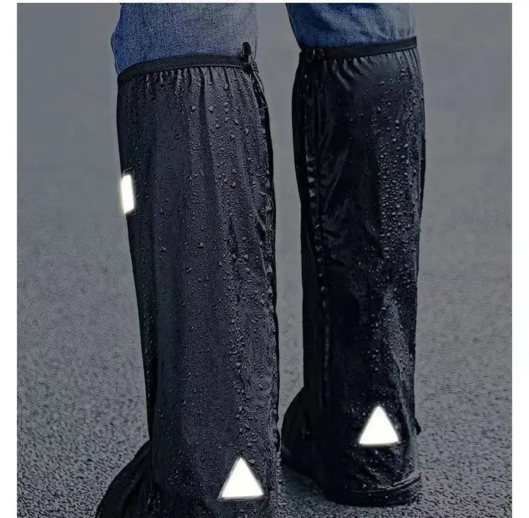 Rain Boot Shoe Cover Black Waterproof with Reflector High Top Clear Shoes Dust Covers for Motorcycle Bike Rain Cover Men Women
